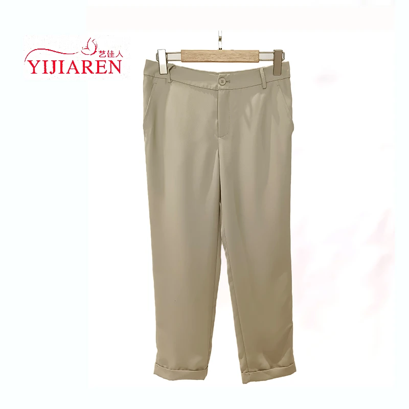 YIJIAREN/艺佳人【福利款】米色冰丝休闲西装裤 710P