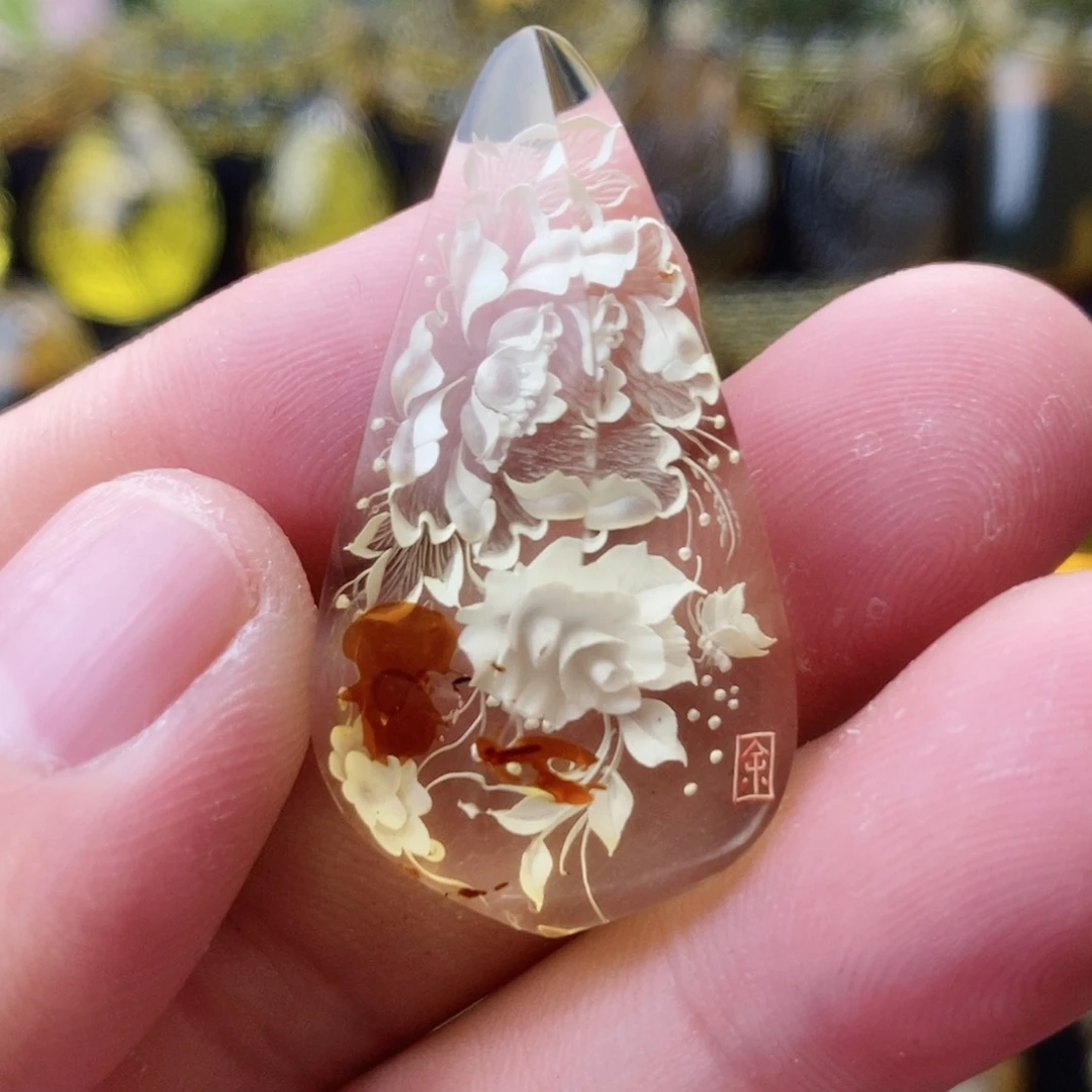 【闪购商品】金珀颈饰未镶嵌琥珀阴雕