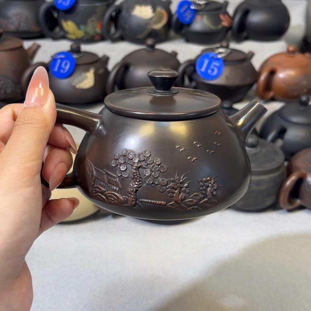 【闪购商品】无*红泥 堆雕山水 容量 260c c