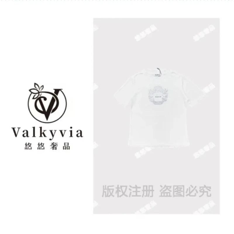 【Valkyvia/悠悠奢品】气质轻奢时尚夏季显瘦白色T恤【2729】