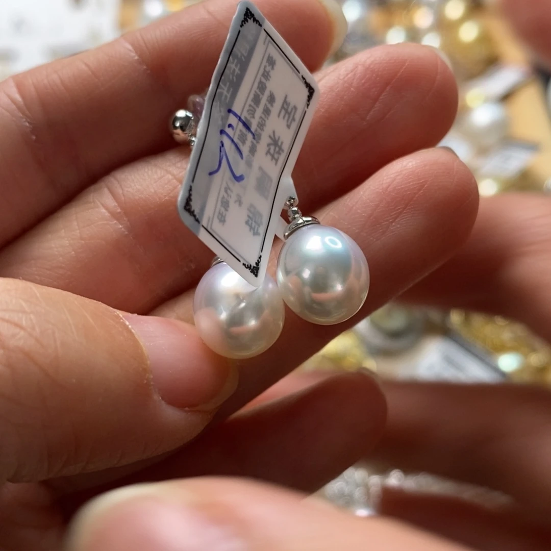 海水珍珠耳饰银S925镶嵌