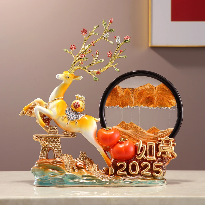 乔迁之喜流沙画客厅摆件家居电视柜酒柜装饰品新房子搬家礼物柿子