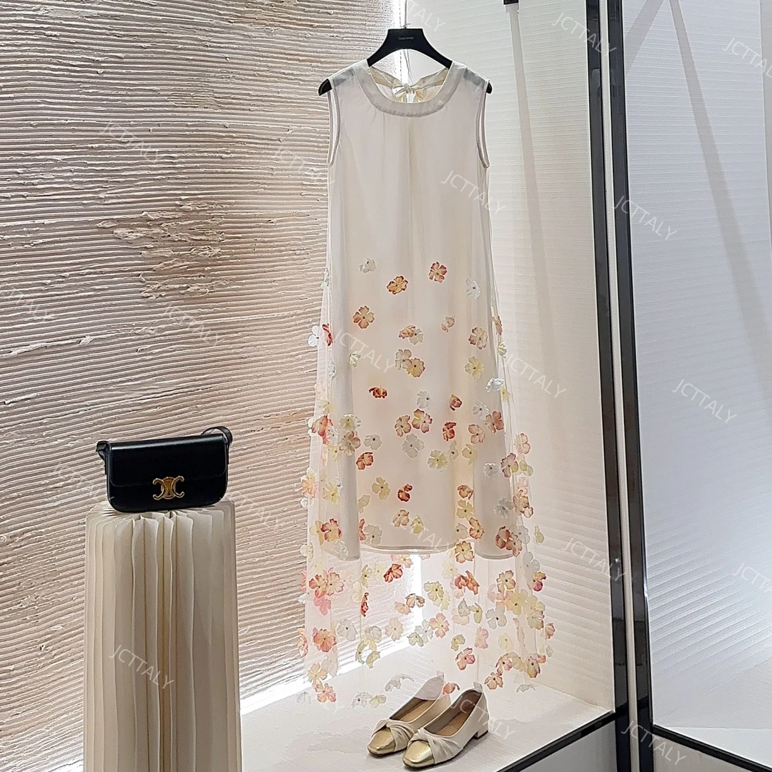 【锟】度假风夏季新款无袖显瘦国风系减龄连衣裙气质宽松W-A73