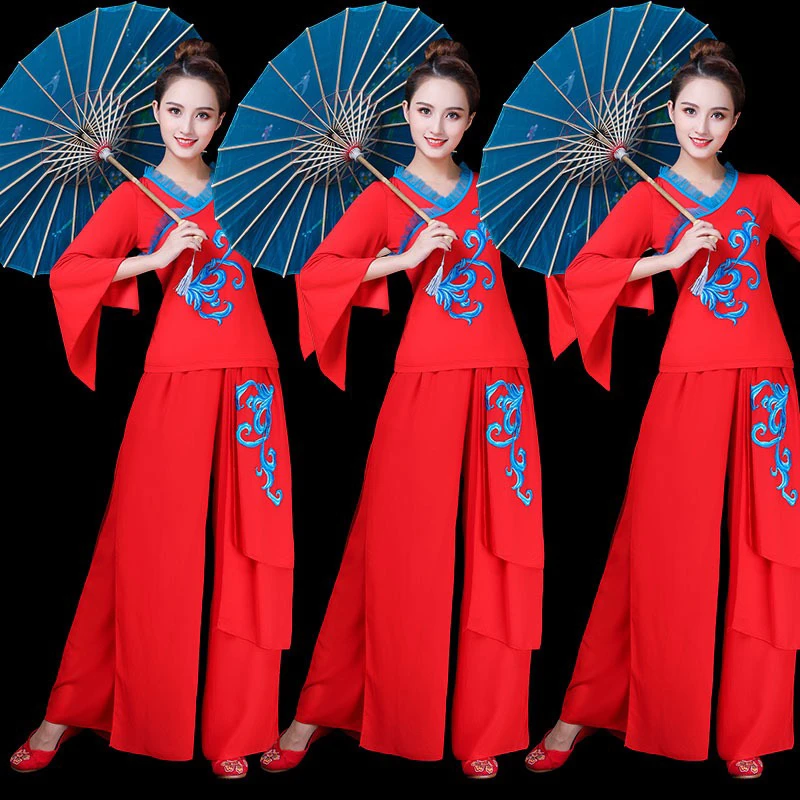 新款春夏秋广场舞服套装 女民族风古典舞演出服 秧歌扇子跳舞服