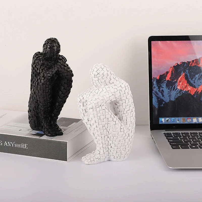 居家客厅书房办公室电视柜酒柜装饰现代简约马赛克人物树脂摆件