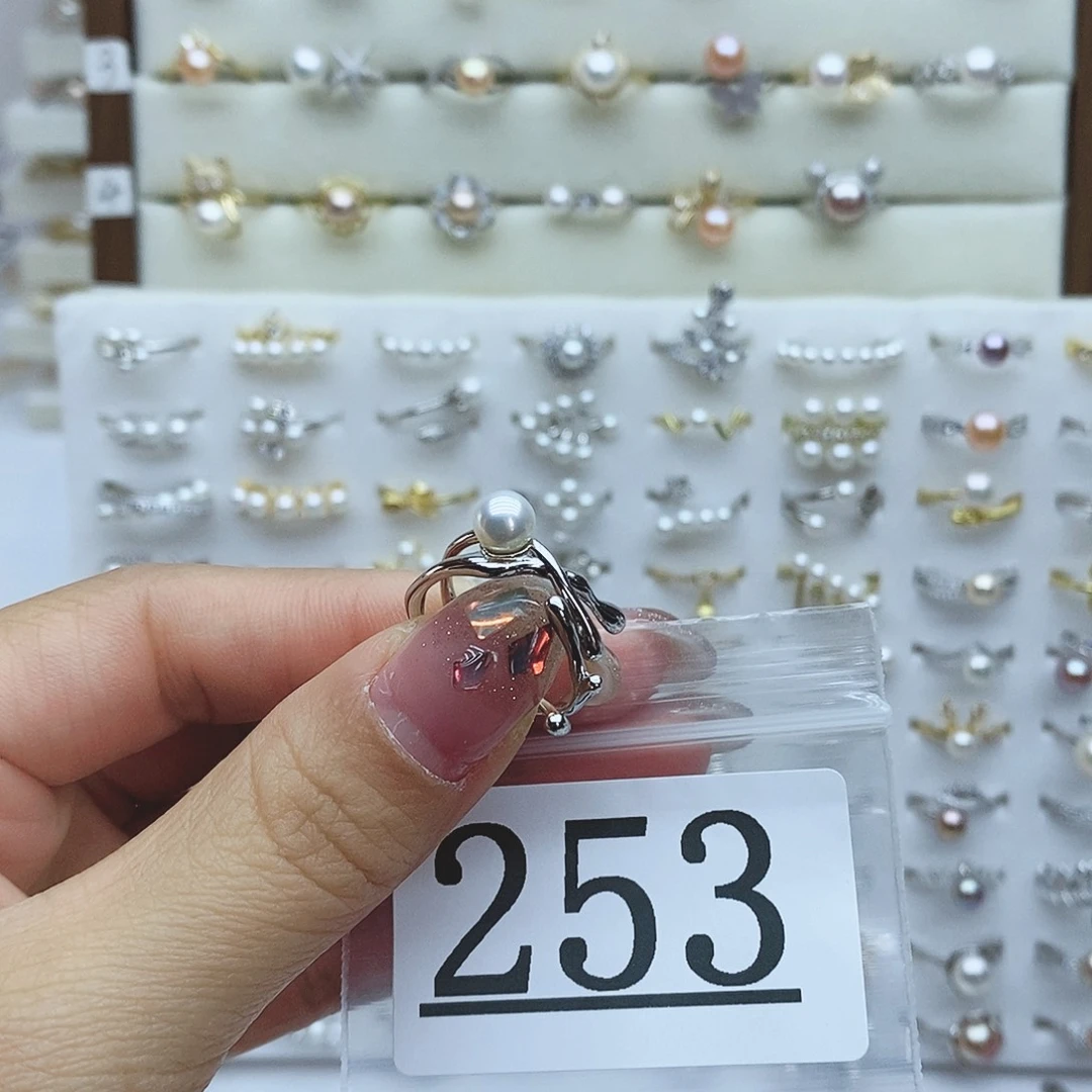 淡水珍珠戒指银S925镶嵌吾***黄253