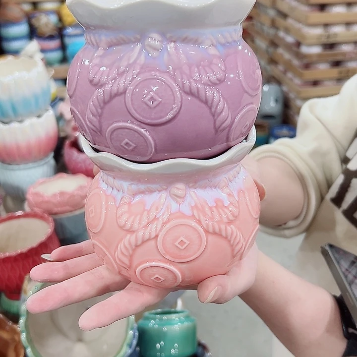 有孔.凑满10元发货多肉陶瓷花盆！