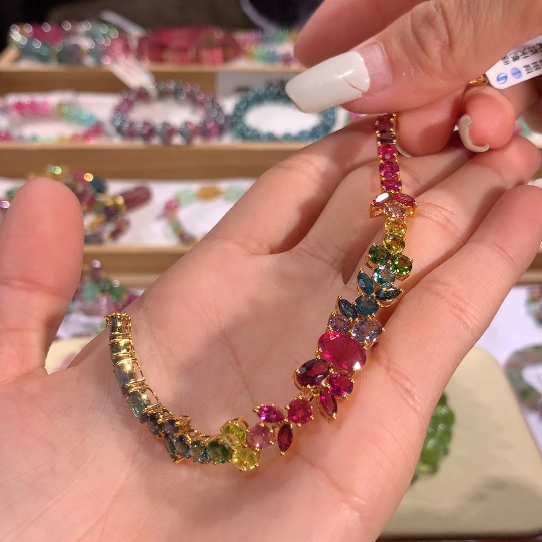 碧玺多样性发货一件18K金镶嵌霏*