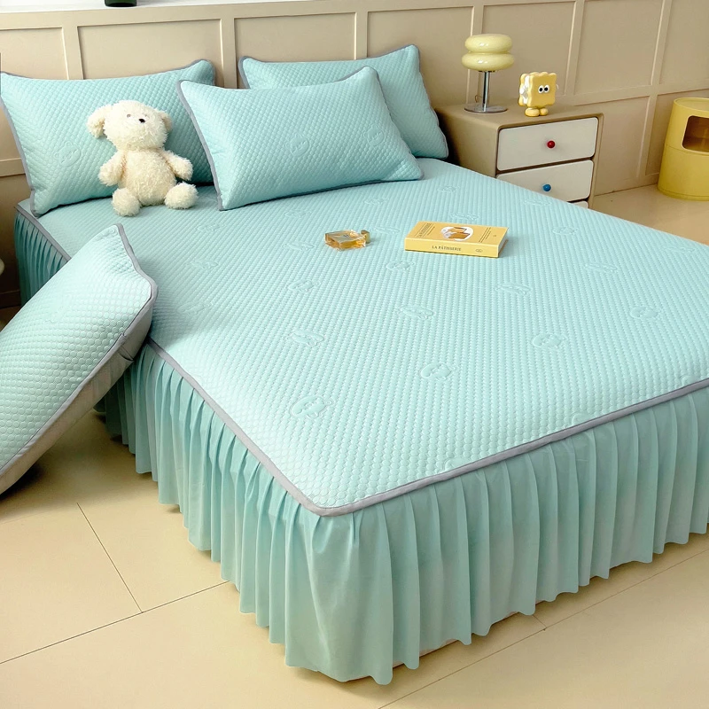 2025新款【床裙款】夏季冰豆豆凉席三件套可机洗