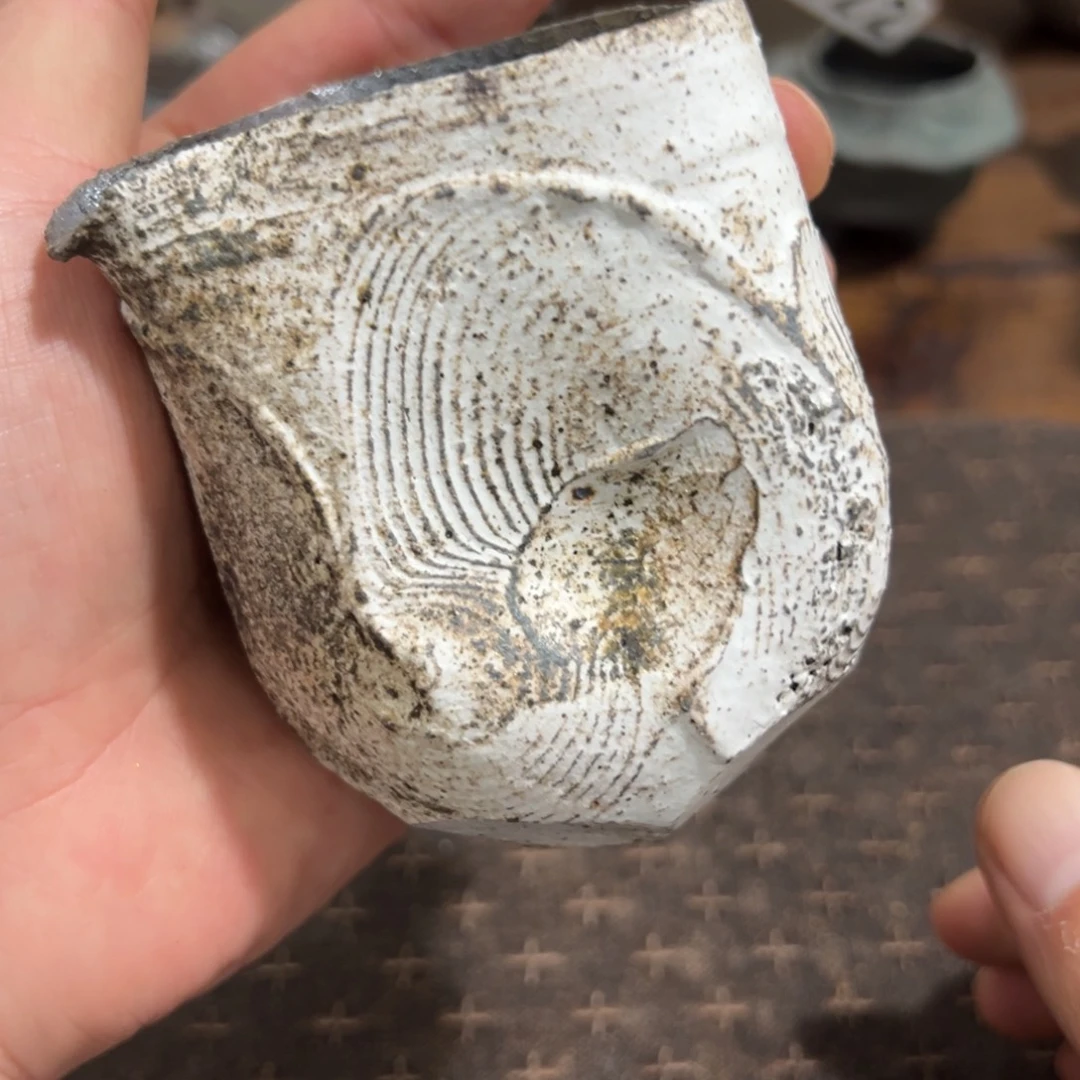 055柴烧粉引公道杯哈哈哈