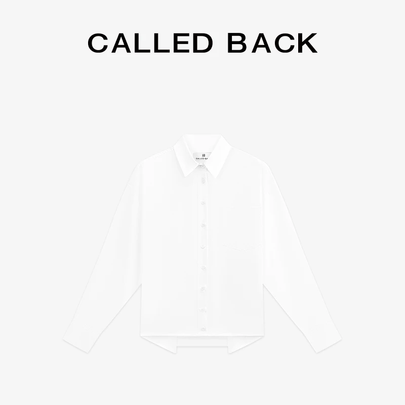 CALLED BACK新款时尚休闲百搭小众设计感白色长袖翻领衬衫021806