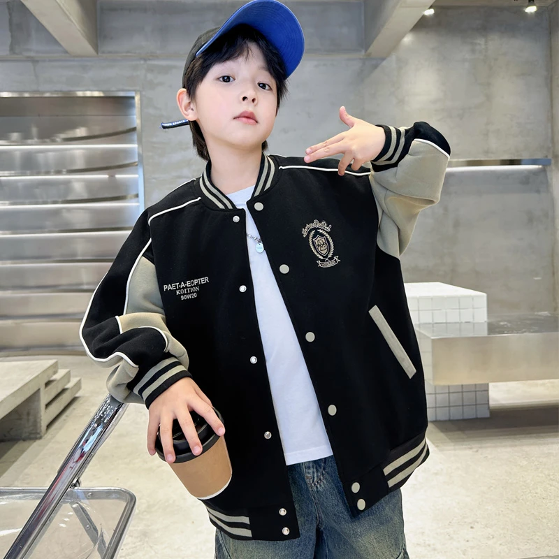 男童棒球服外套春秋款6-12岁中大童男孩秋装儿童夹克炸街韩版洋气