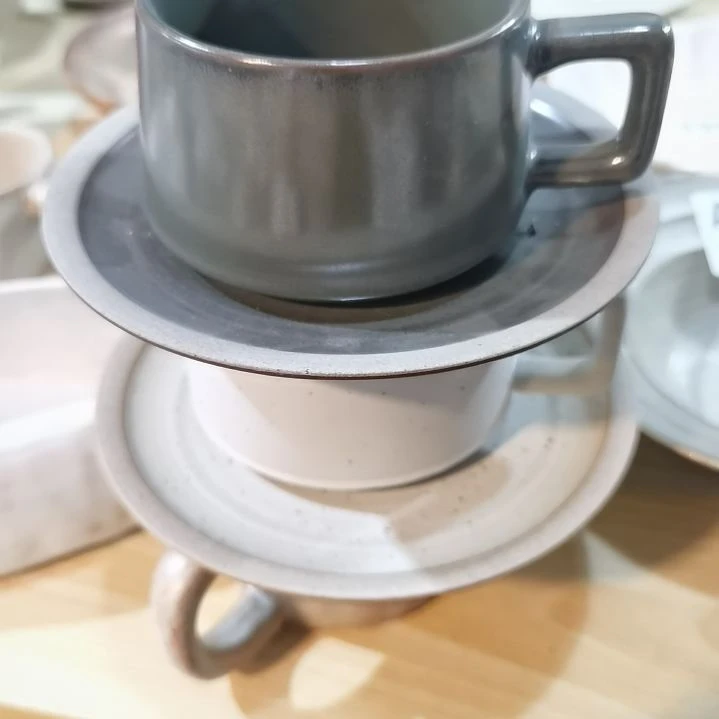 瓷片粗陶咖啡杯两套一组