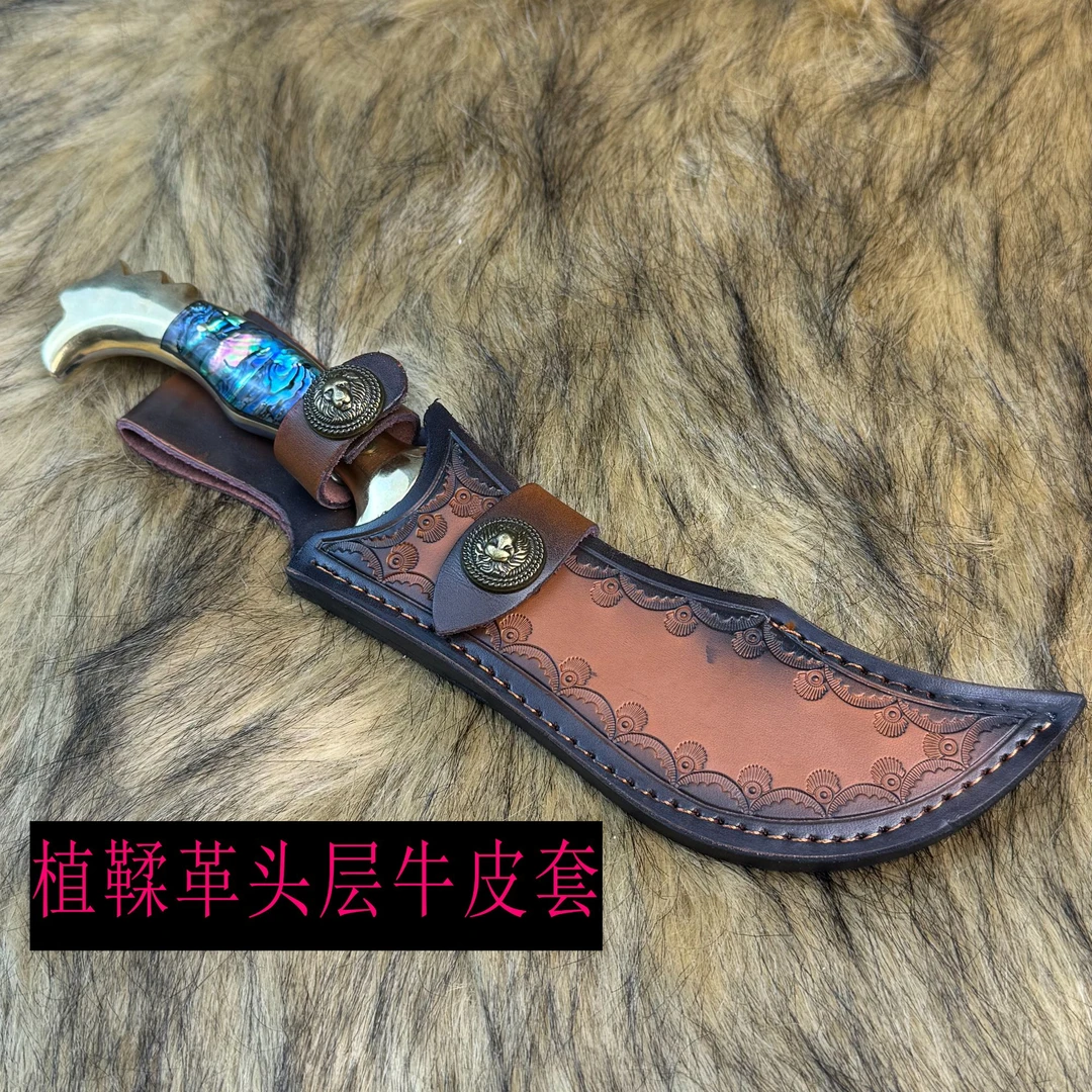 户外多功能吃肉小刀精美锋利贝壳DC53高硬度求生便携水果西餐刀A