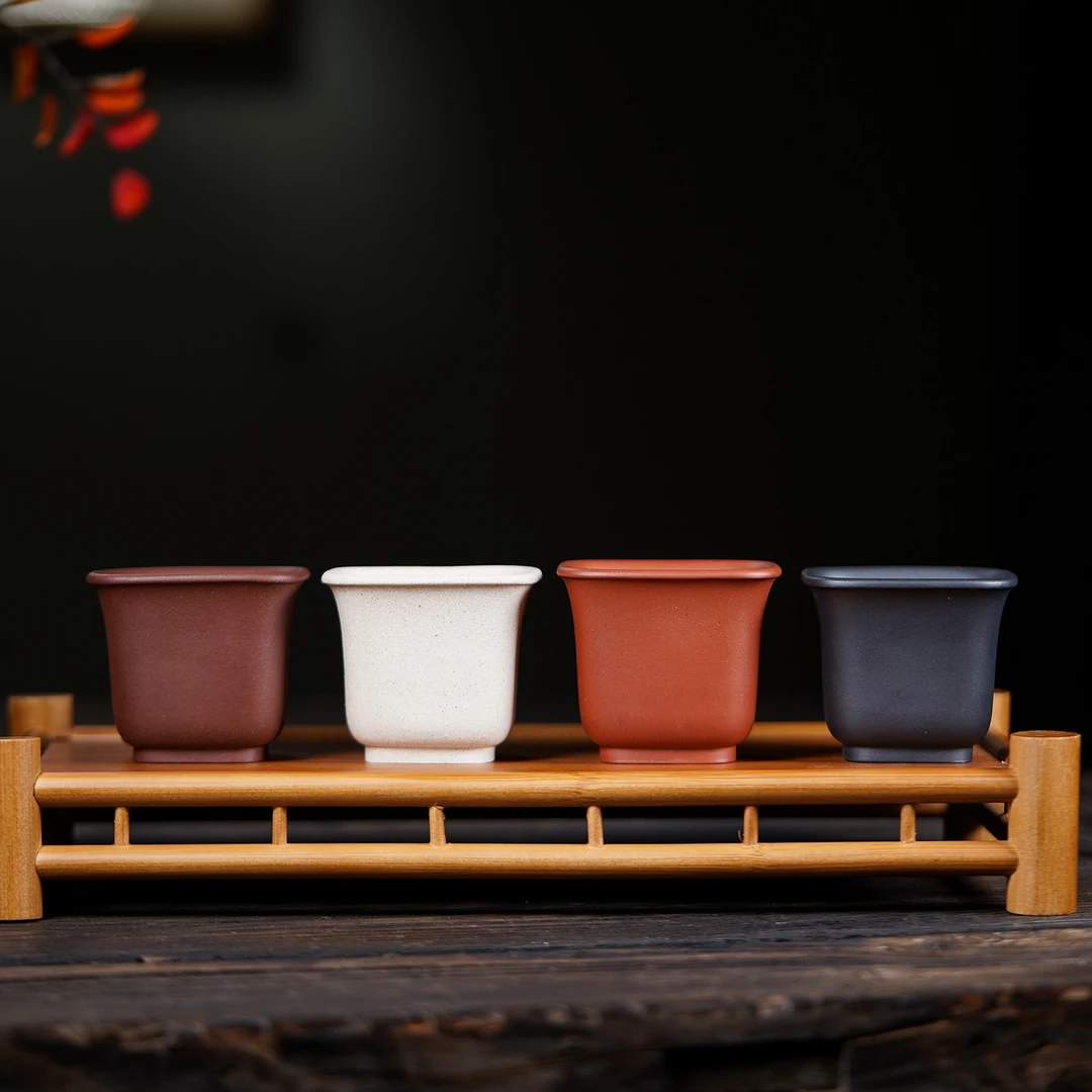 宜兴紫砂 | 五色土 泥料体验九斋套组主人杯  送人自用皆宜