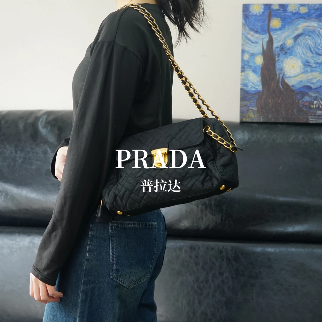 95新 Prada/普拉达 金扣链条单肩包/MS03108216/8216
