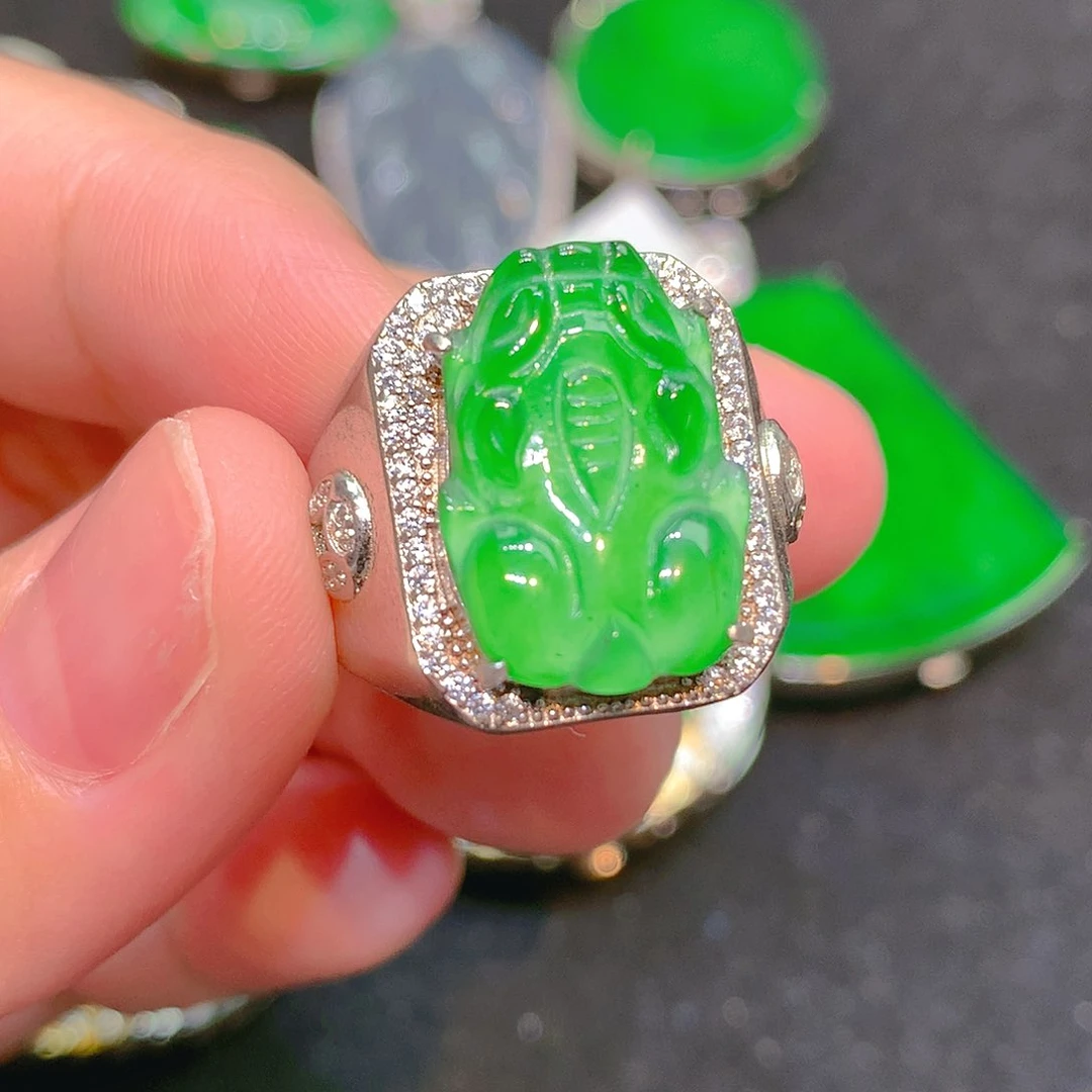 吊坠(不含链)银S925镶嵌翡翠翡翠