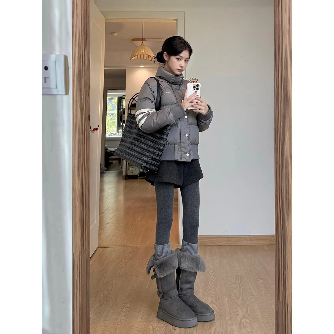 临典灰色羽绒服女2025冬季新款加厚保暖立领高级感百搭面包服外套