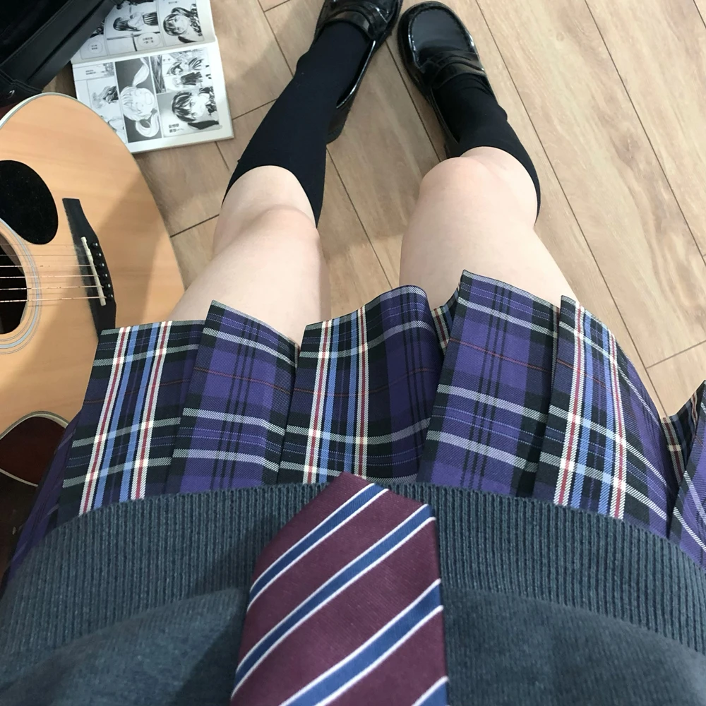 空栗鼠丸【桑葚】原创正版jk格裙日系紫格学院风校供百褶半身短裙