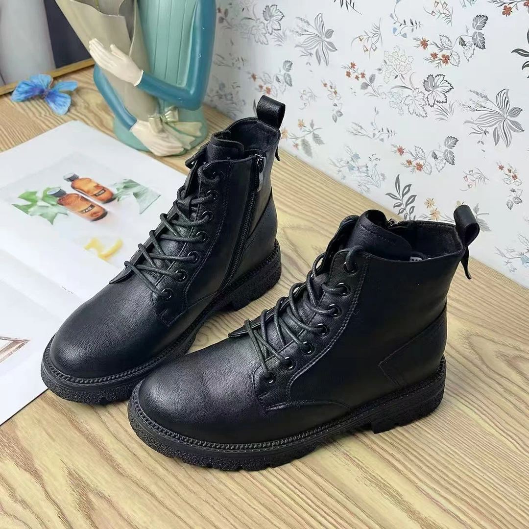 505538   秋冬新款时尚系带马丁靴加绒