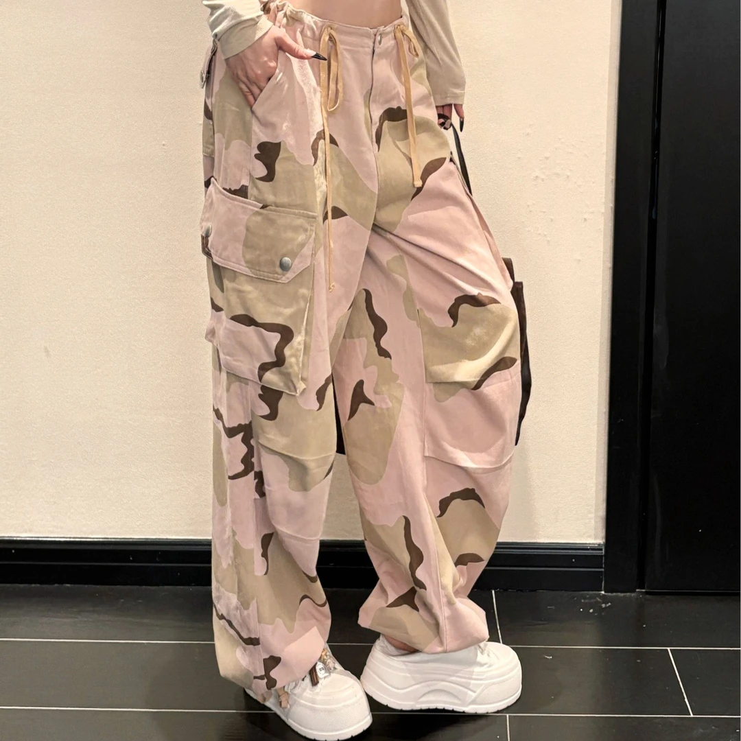 GUIDI GUDI【迷踪工装】时尚街头迷彩阔腿休闲裤/黄加蓝