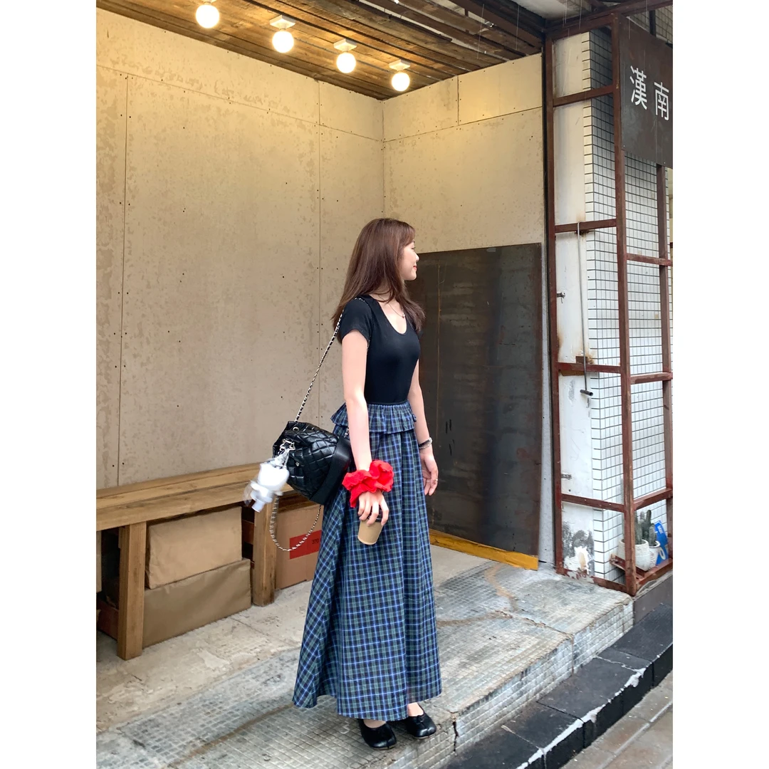 切糕自制【半糖黑巧】小个子夏季女气质洋气财阀千金贵系长款连衣裙