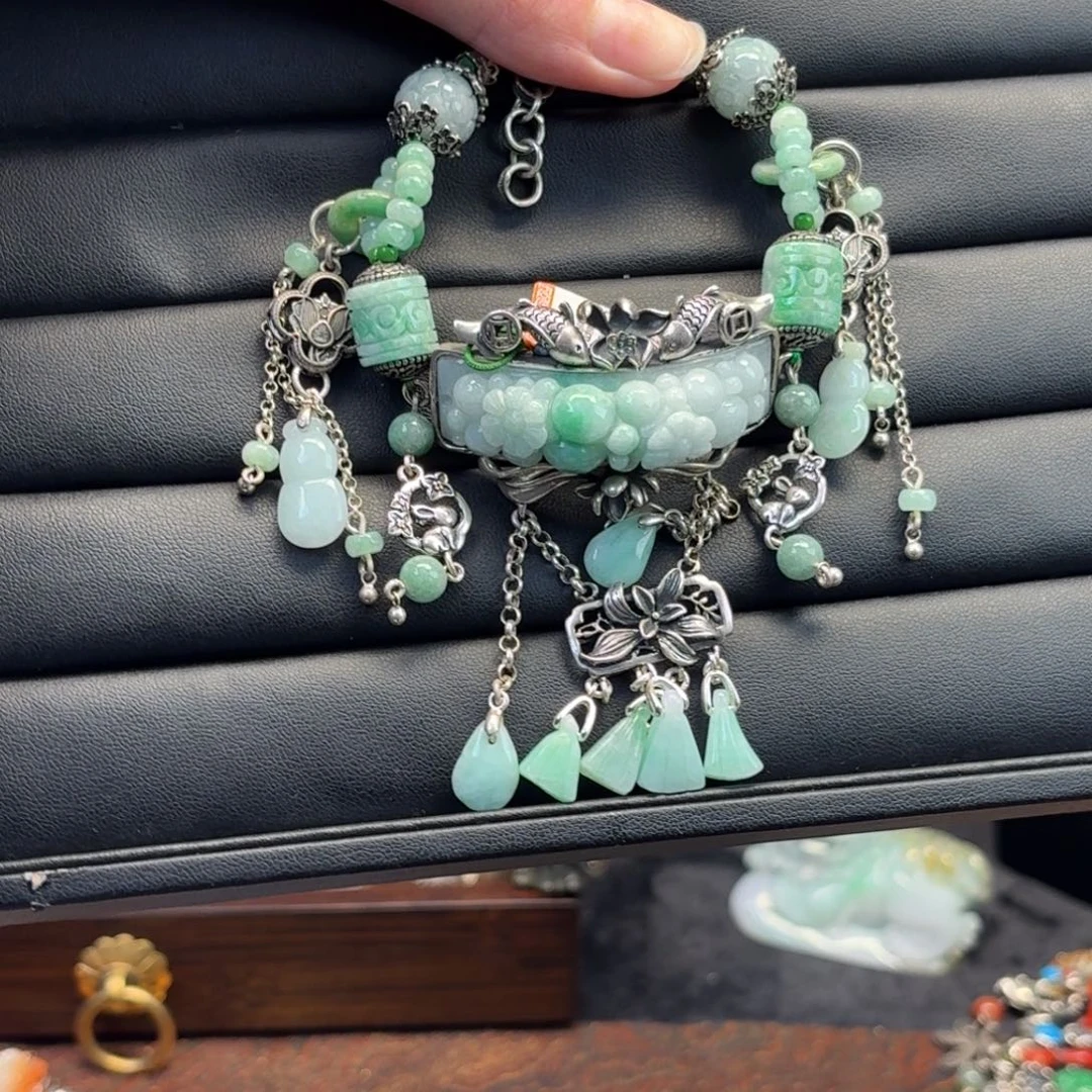 翡翠银S925镶嵌手链x