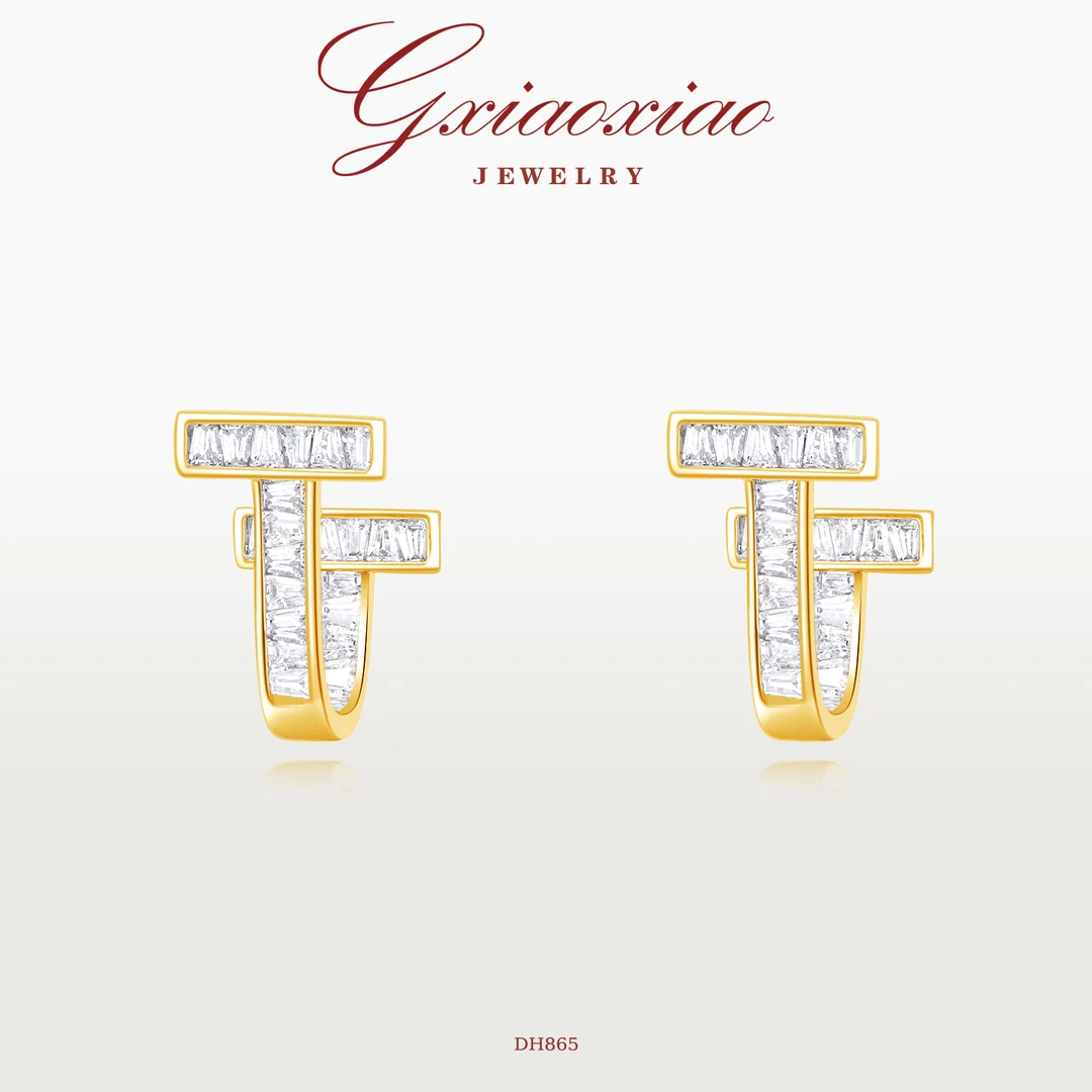 G XIAOXIAO 镀K金时尚气质小众简约百搭T形耳环 DH865