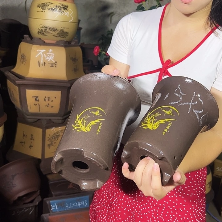 18+15印金兰花盆花盆花盆