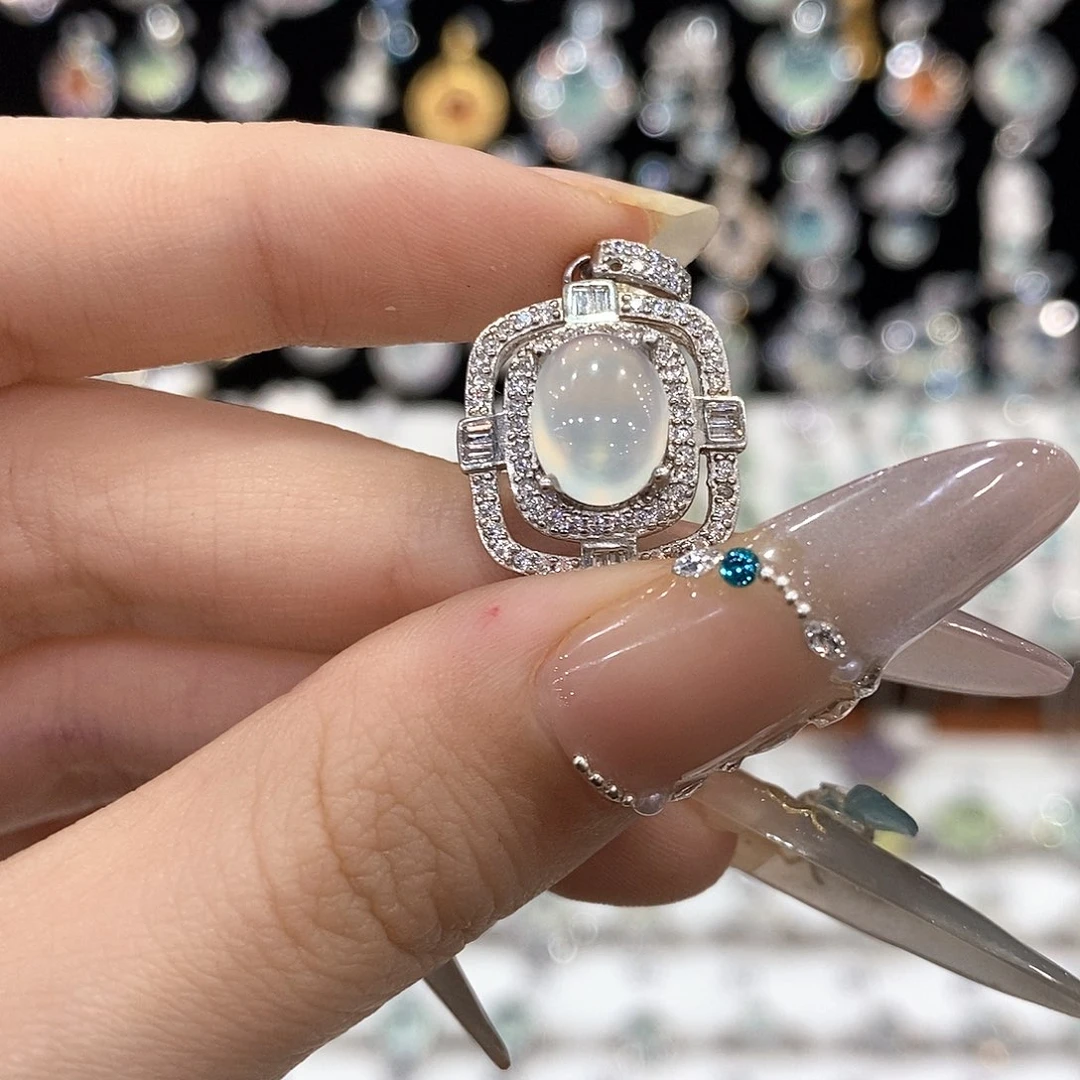 蛇纹石玉银S925镶嵌颈饰