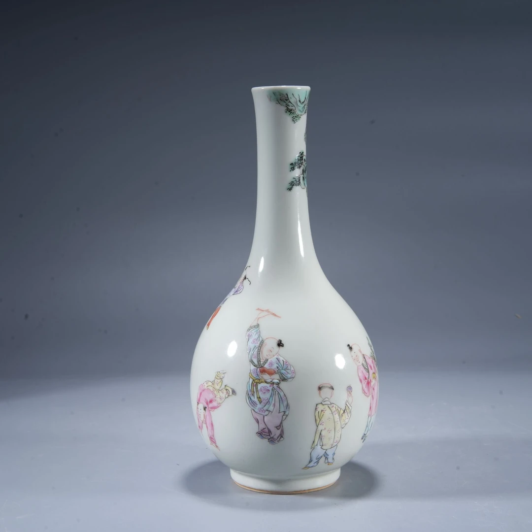 h607/清雍正 粉彩人物故事图瓶【华豫之门甄选】