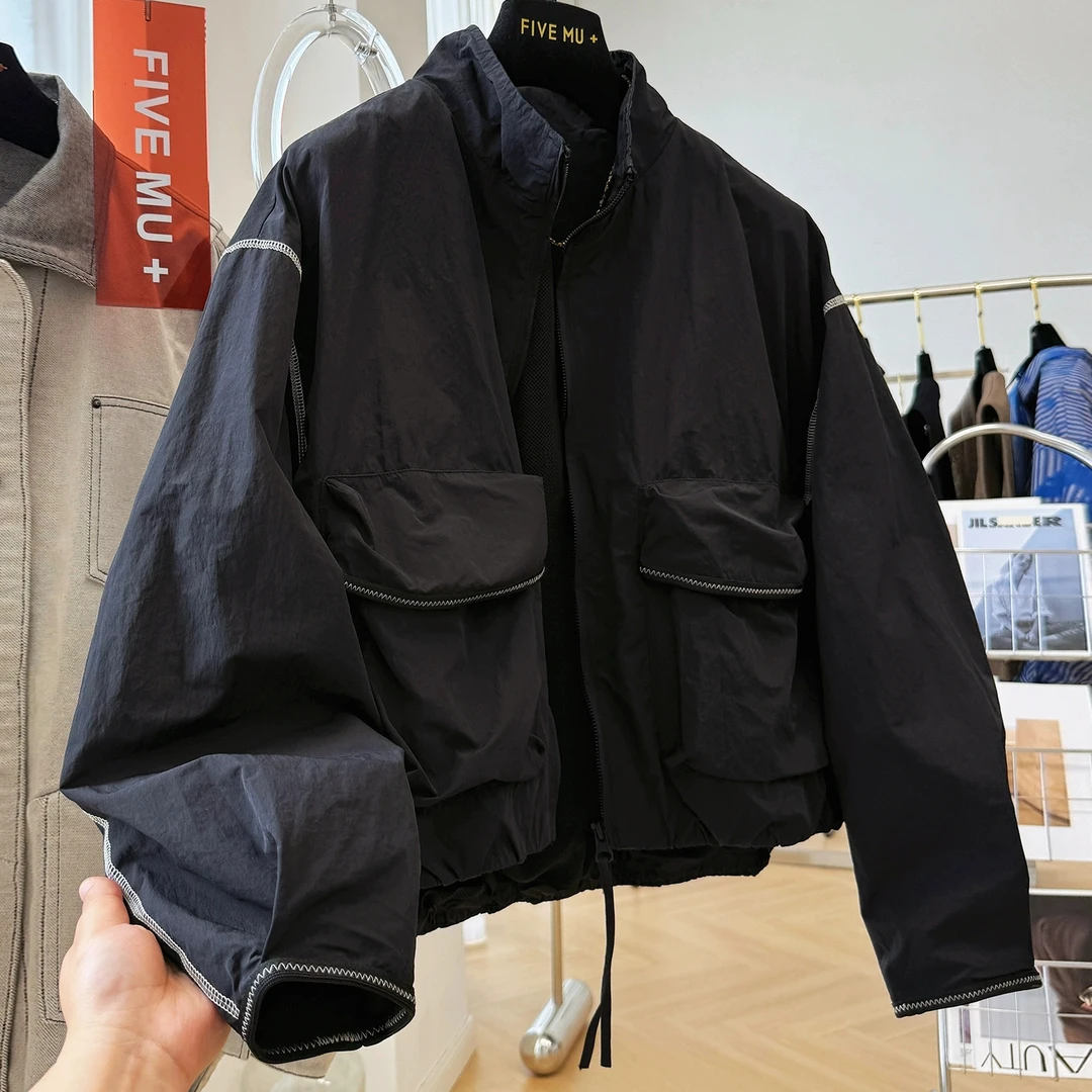 设计感独特别致休闲立领工装外套女秋季宽松高品质的韩系夹克上衣