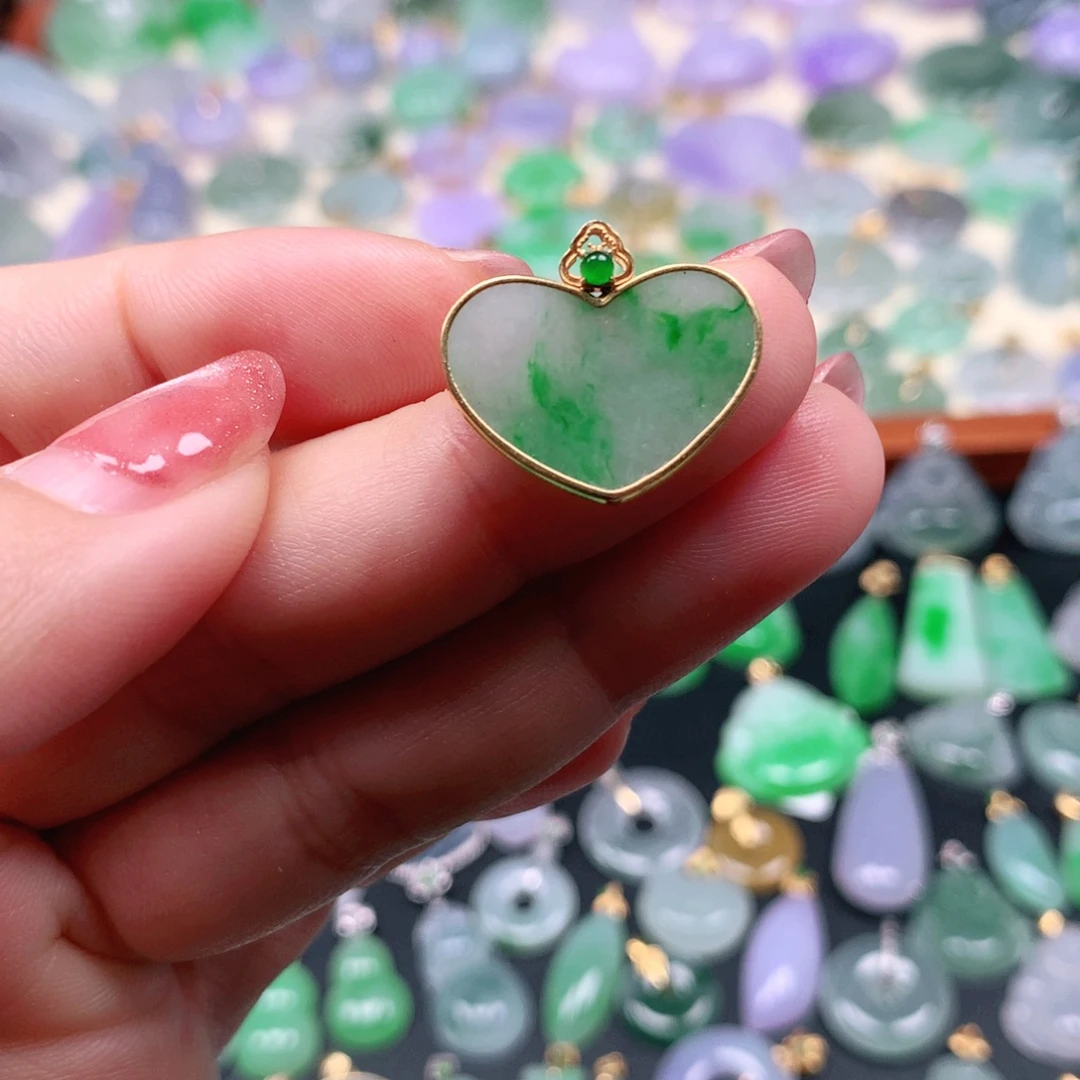 翡翠18K金镶嵌吊坠(不含链)