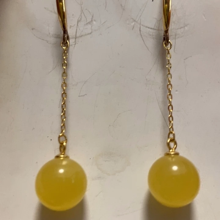 蜜蜡耳饰银S925镶嵌蜜蜡10