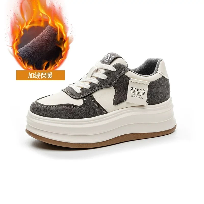 2701加棉二棉松糕厚底休闲鞋2025春季新款小个子休闲小白鞋女鞋