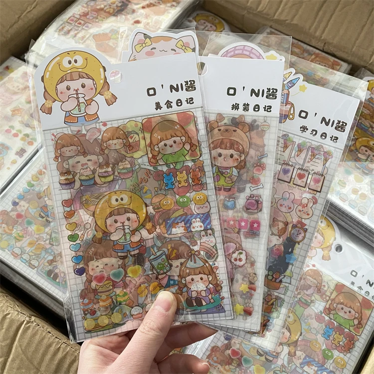 4张装！萌娃手帐贴纸卡通人物贴画居家日用