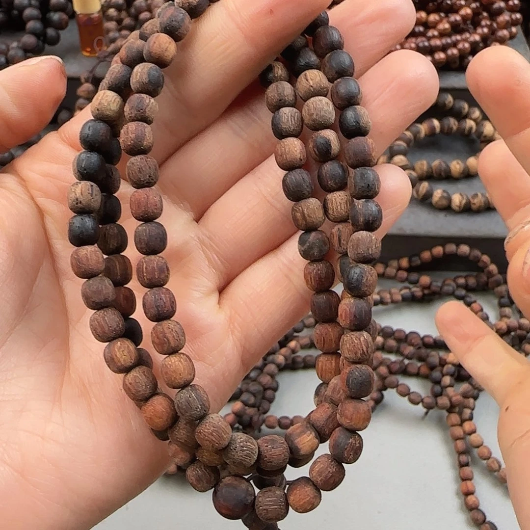 降真香手串/手链0.6×108老型珠藤心黄油熟结