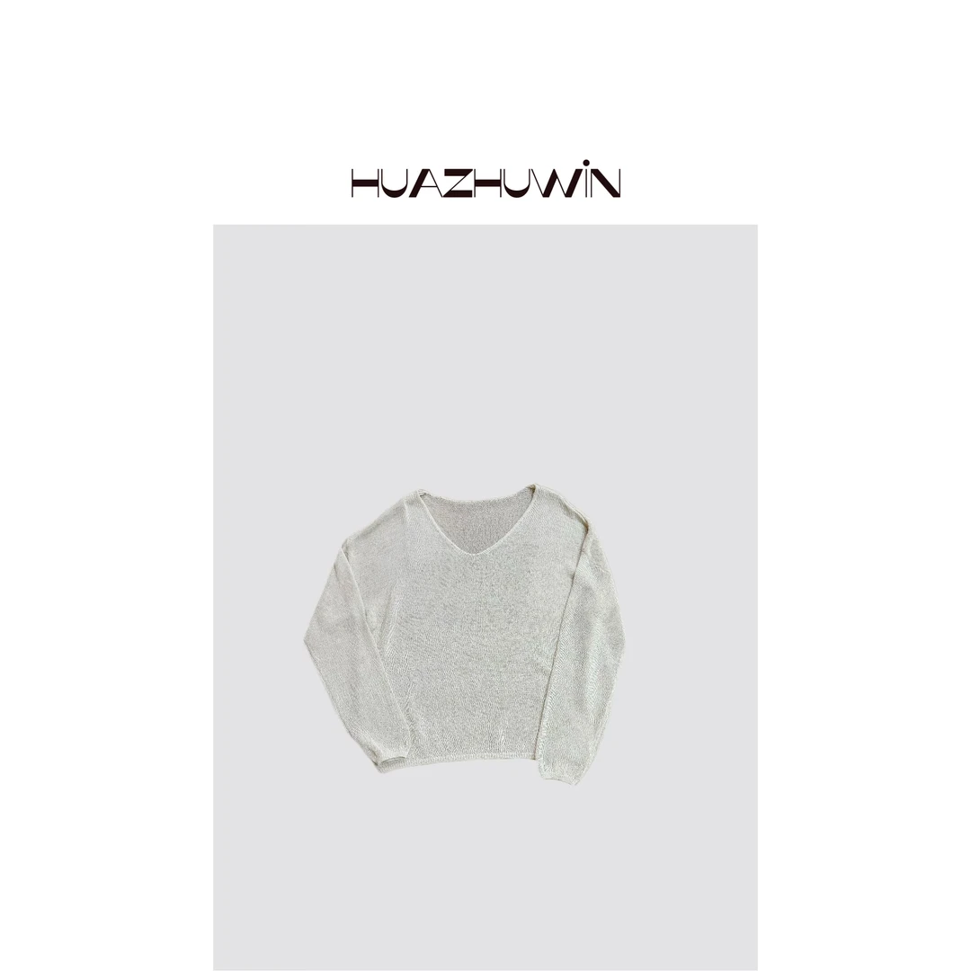 HZ-慵懒感和纸纱针织套头上衣