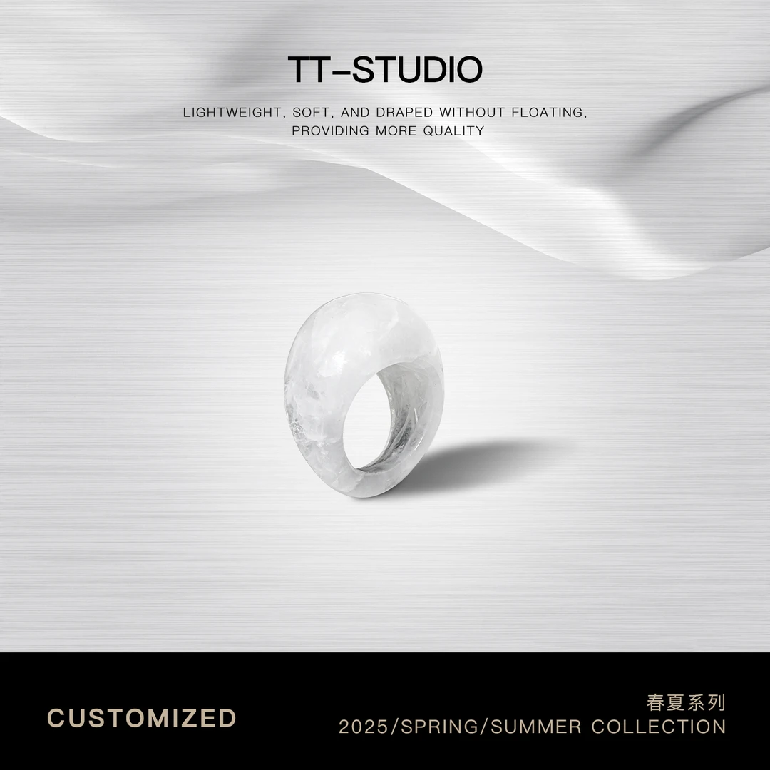 非金属仿水晶戒指 【白晶】新中式白大板指环戒指TT-NR0243