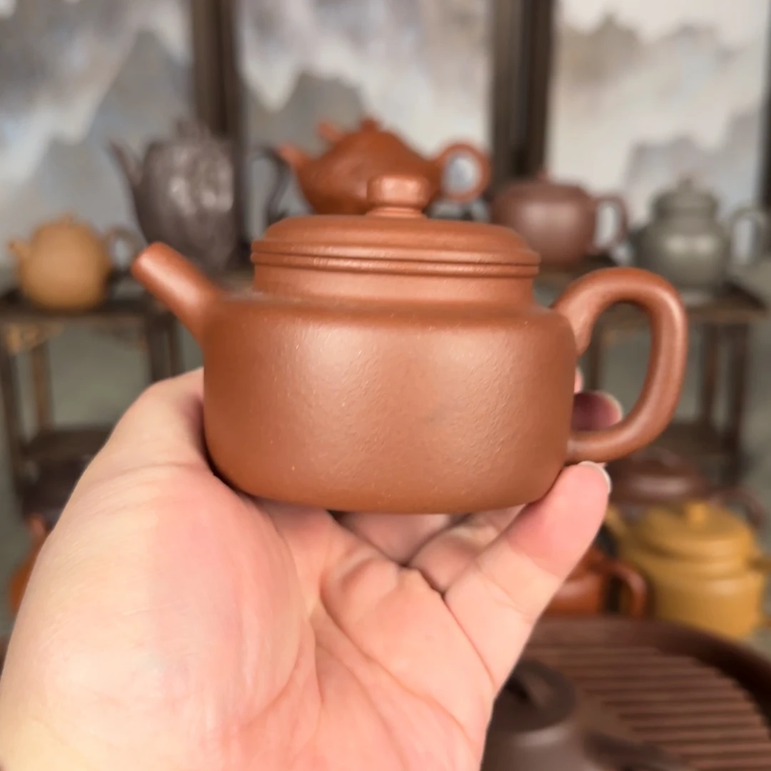 茶壶紫砂羊角山紫泥德钟微瑕
