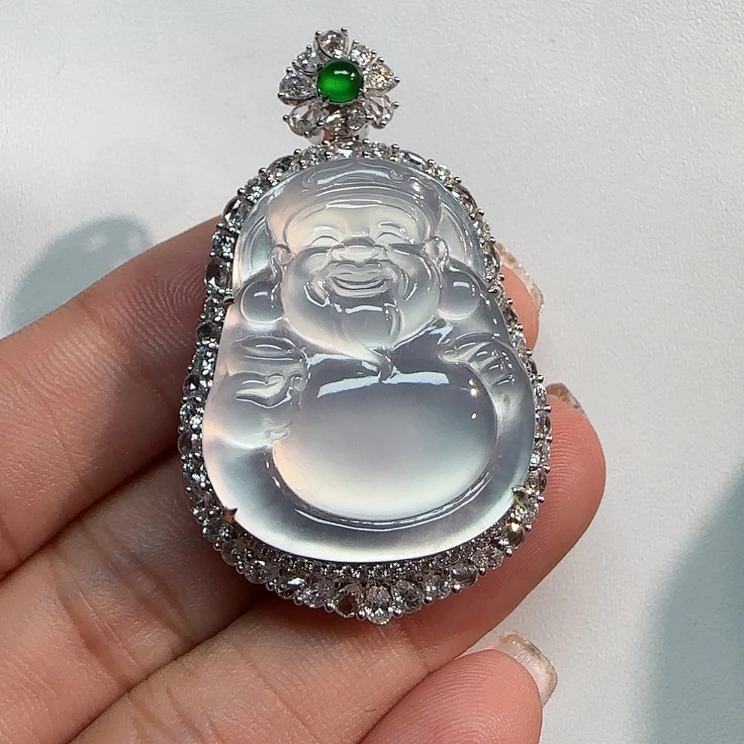 翡翠18K金镶嵌吊坠(不含链)米爷爷