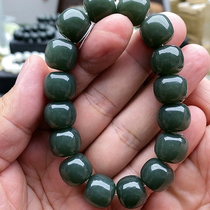 【闪购商品】未镶嵌手链和田玉14冰瓷蓝