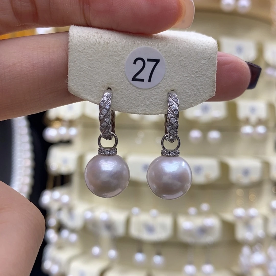 淡水珍珠耳饰银S925镶嵌