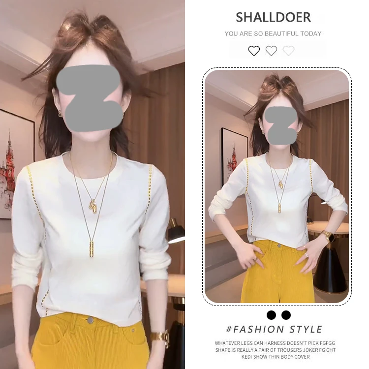 2025秋季新款韩版时尚T恤女通勤百搭修身显瘦设计感气质单件上衣