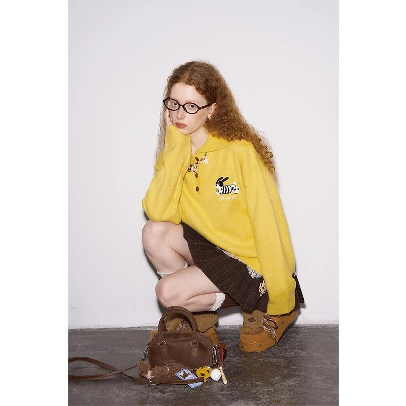 DIDDI MODA 小狗毛巾绣polo领毛衣 K361