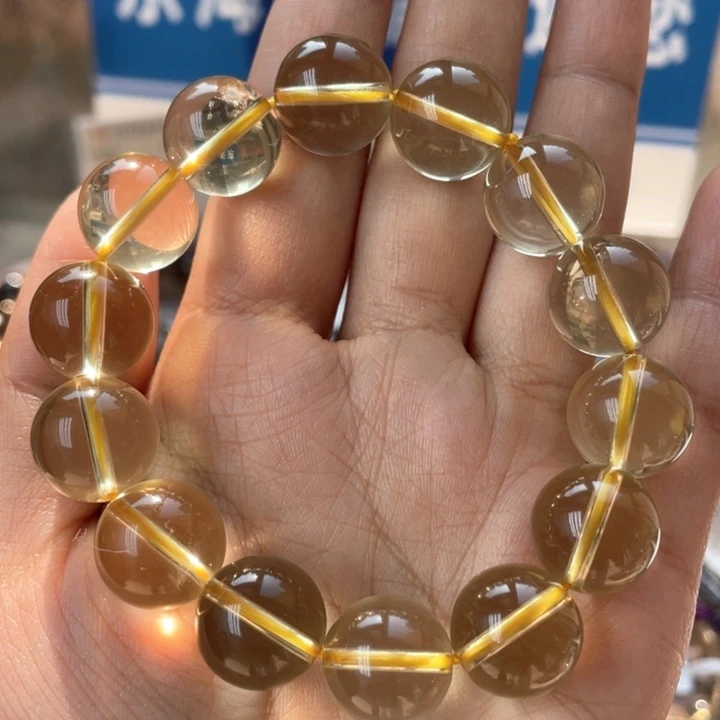 发晶手串未镶嵌纯净体黄水晶