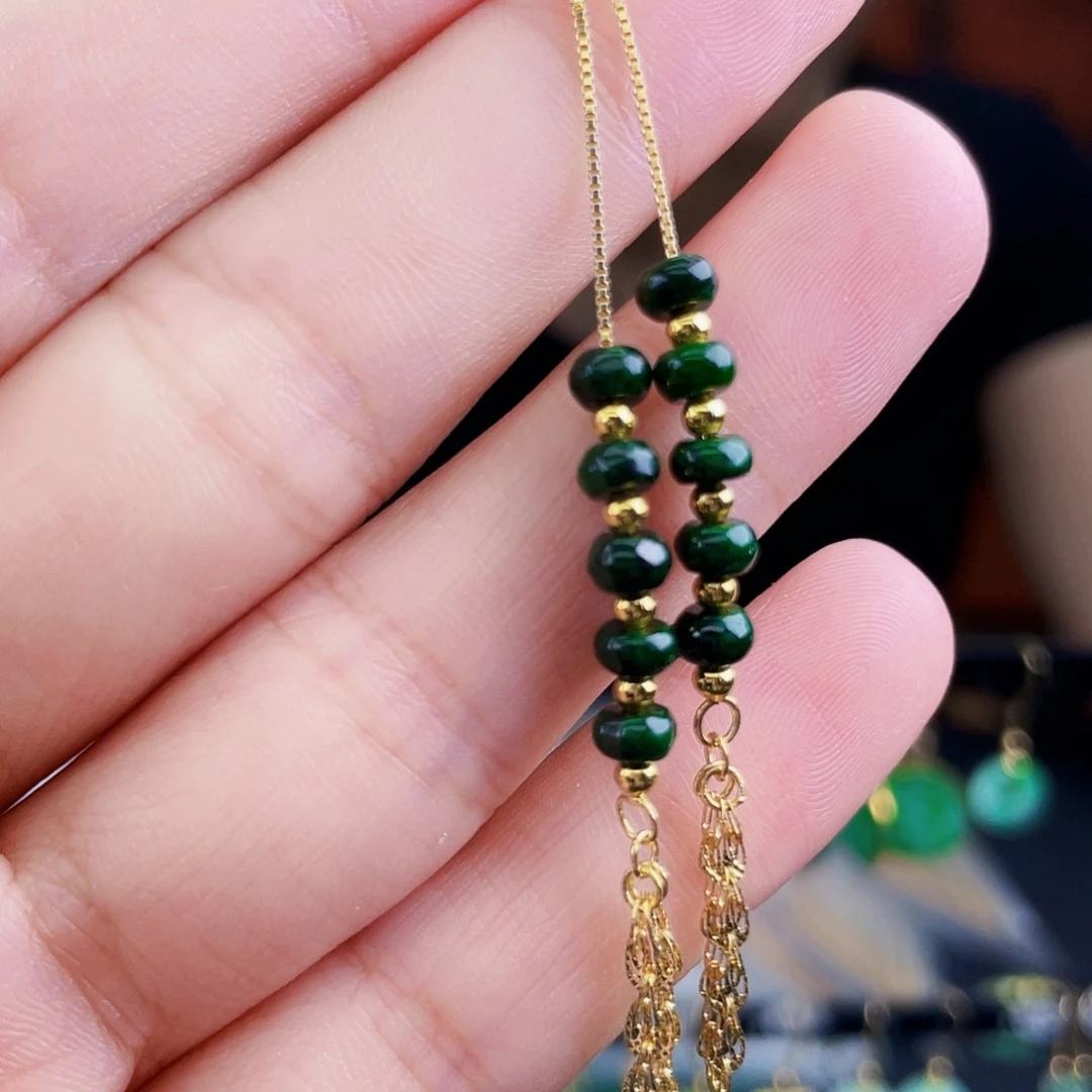 翡翠银S925镶嵌耳饰饰品