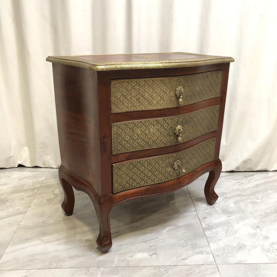 【务美艺术】黄檀木包铜三抽边柜（09133）