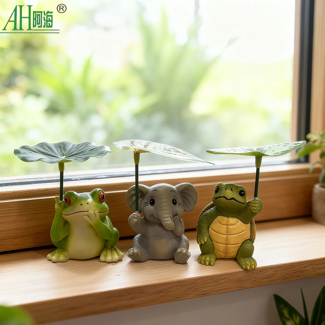 AH/阿海迷你大象乌龟户外花园桌面阳台鱼缸造景青蛙迷你小摆件