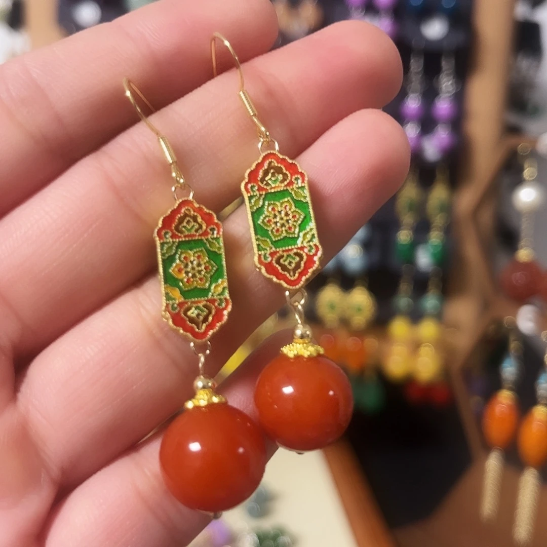 锆石纯铜925银耳饰